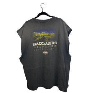 Vtg Harley Davidson T-Shirt Sz 3X Badlands South Dakota Two-Sided Cut-Off Sleeve